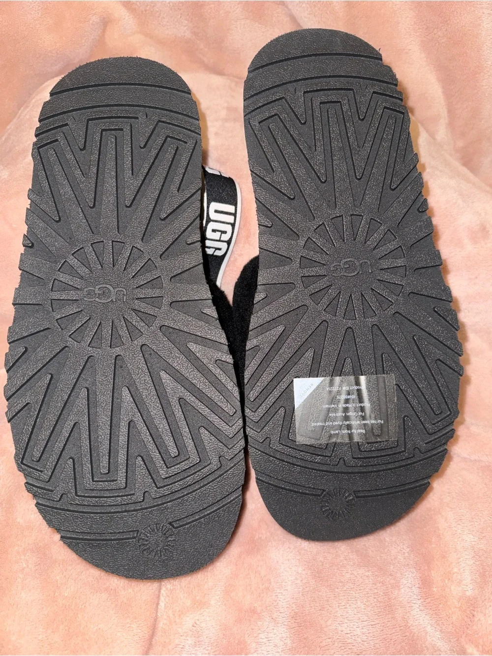 UGG Black Fuzz Platform Slingback Sandals